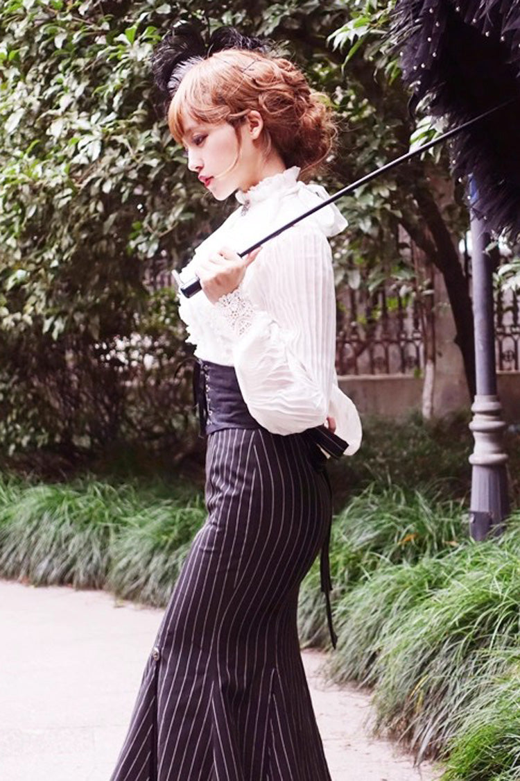 Black Lorelei Striped Print Gothic Lolita Mermaid Maxi