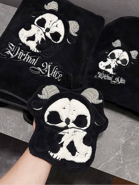 Reaper Hair Grim White Towel Black Gothic Hand Wrap Bath and Drying