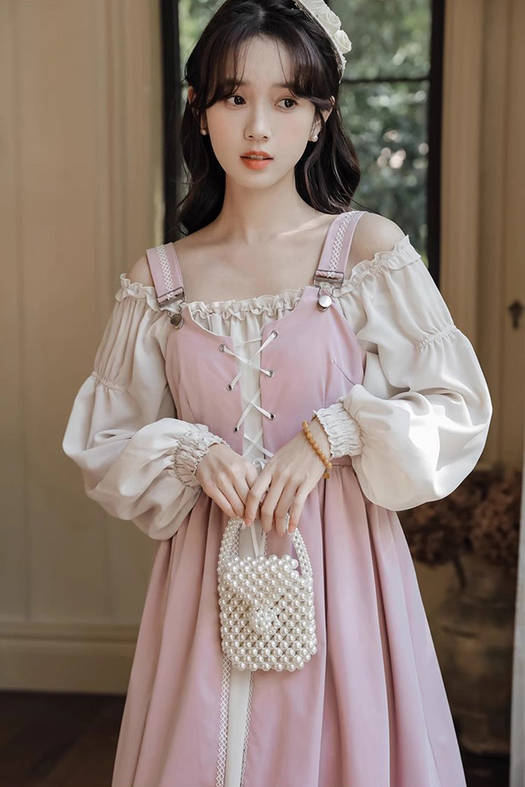 Pink Two Piece Set with Long Sleeves - Elegant Lolita