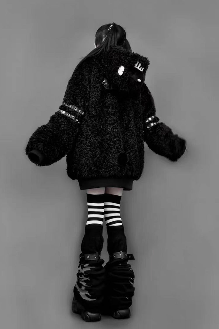Bear Ears Hooded Zippered Gothic Jirai Kei Lolita Coat