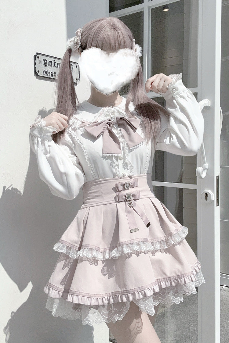 Rabbit Ear Long Sleeve Bow Lace Sweet Jirai Kei Blouse