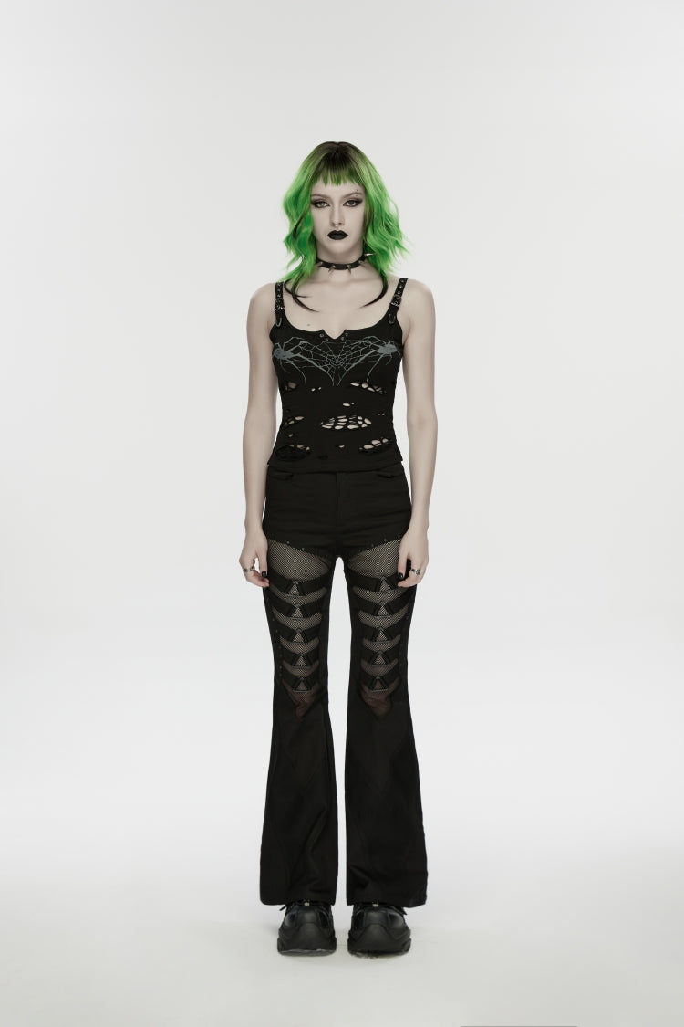 Noir Punk Bottoms with Slim Fit and Eyelet Trim