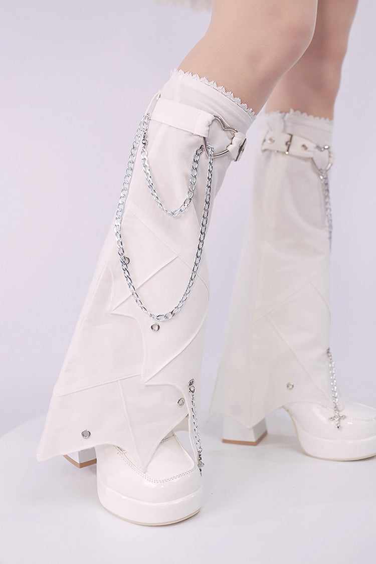 Gothic Lolita Leg Warmers with Cross and Chain - Irregular Design