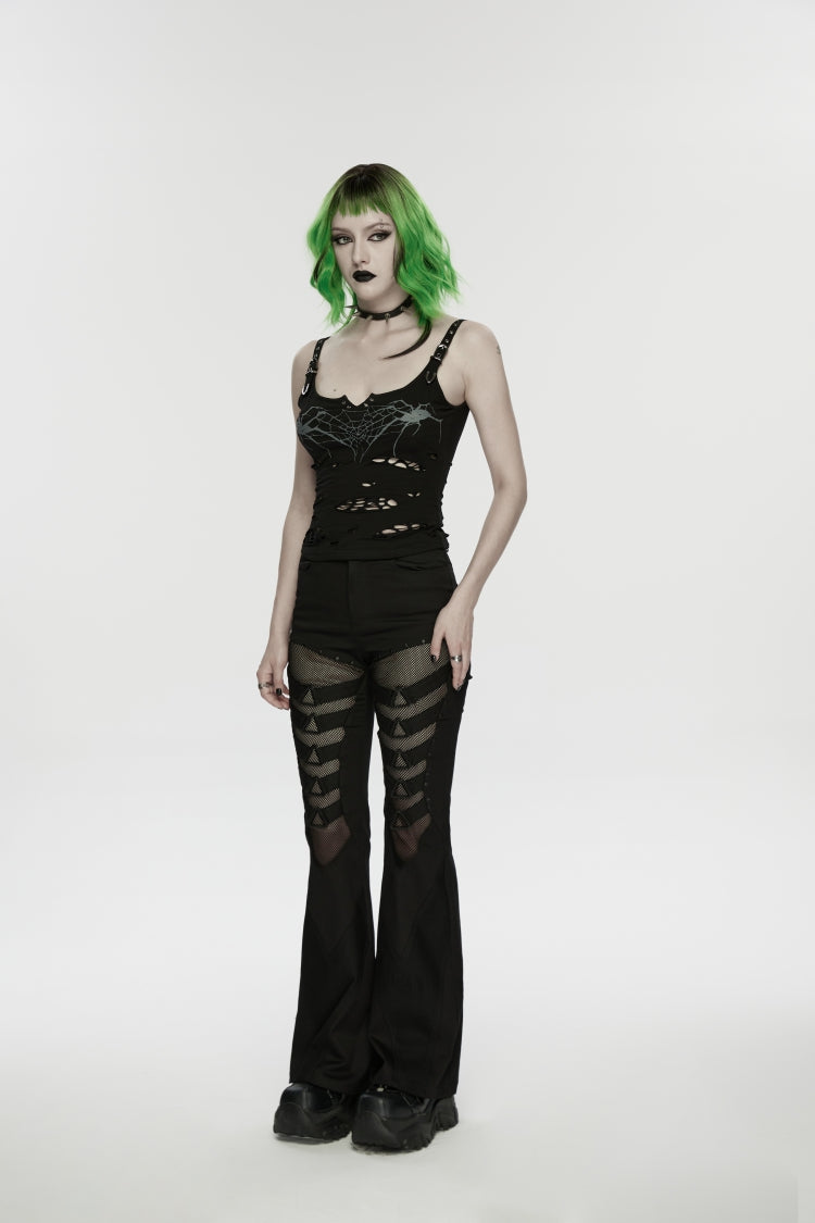 Noir Punk Bottoms with Slim Fit and Eyelet Trim