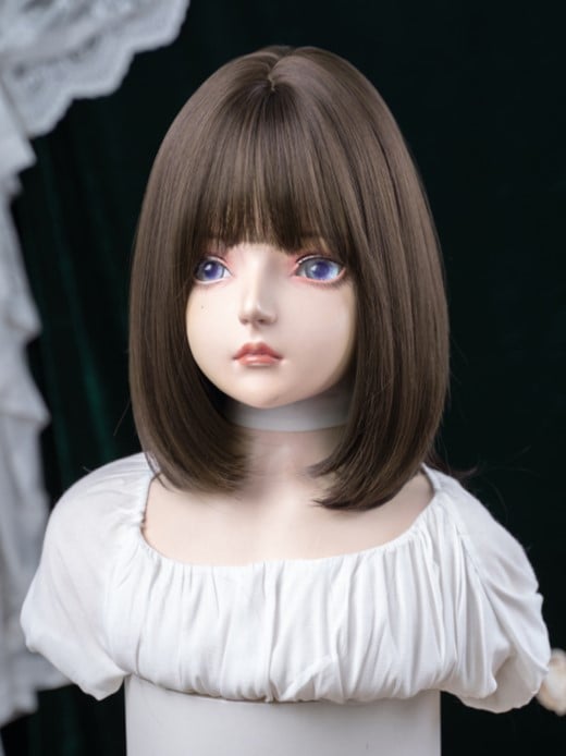 Air With 40CM Length Dark Bangs Brown Synthetic Wig