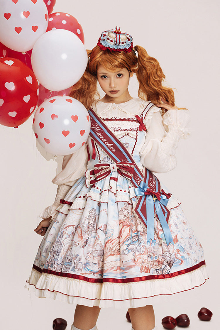 Multi-Color Print Sweet College Style Lolita JSK Dress with Bow