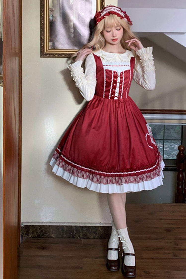 Wine Red Little Red Riding Hood Ruffle Bow Sweet Lolita Jsk Dress