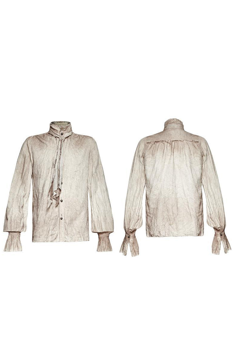 Ivory Victorian Steampunk Long Lantern Sleeve Retro Buttoned Men's Shirt