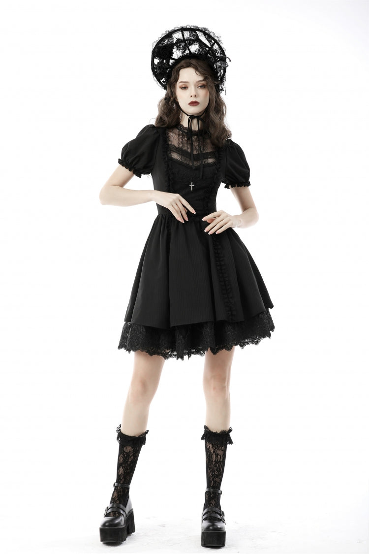 Lolita Doll Dress with Tulle and Puff Sleeves