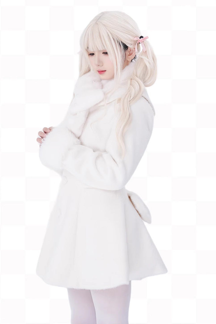 First Love Faux Fur Trimmed Wool Sweet Lolita Winter Coat for Autumn and Cold Seasons