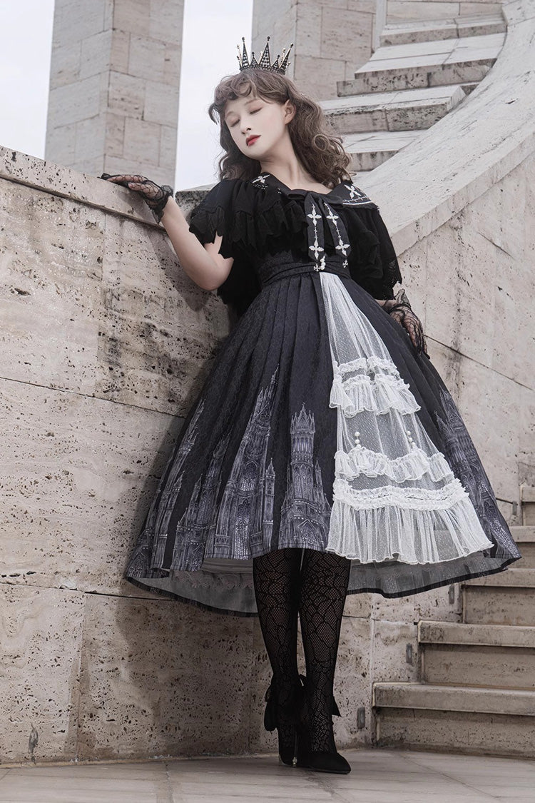 Sleeveless Print Lace Gothic Vintage Princess Lolita Jsk Dress