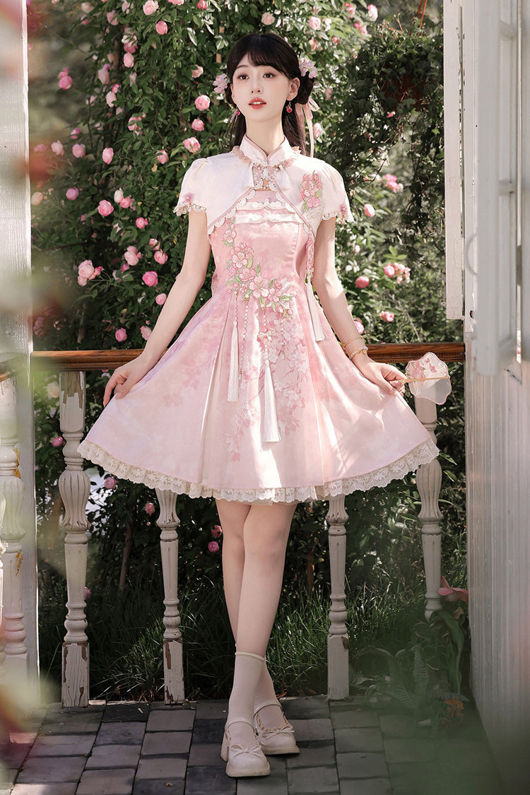 Cherry Blossom Whispers JSK Set with Tassel & Chinese Style