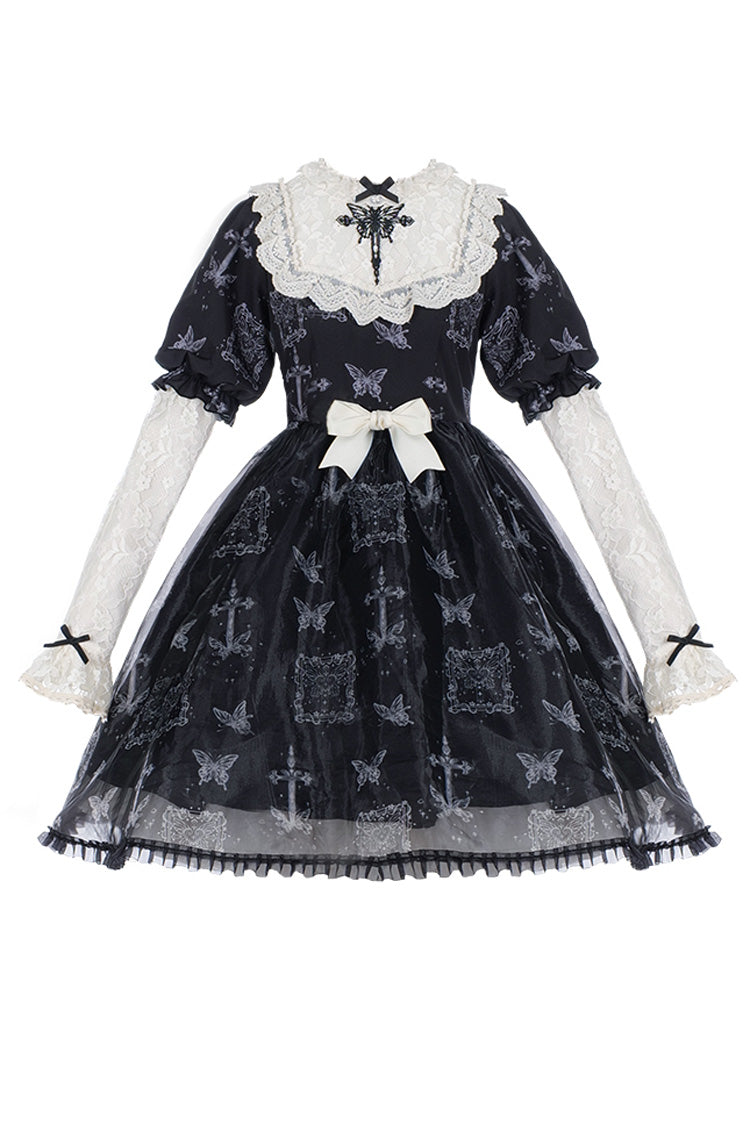 Black Butterfly Embroidered Gothic Lolita Gown