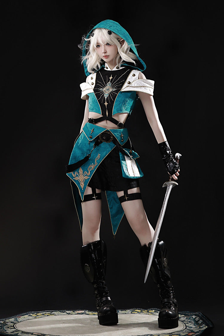 Traveler's Outfit Hooded Embroidery Ouji Set - Handsome Lolita
