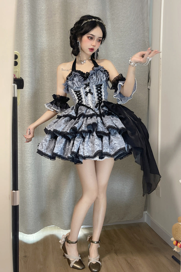 Black Blue Medea Kiss Gothic JSK Tiered Gown