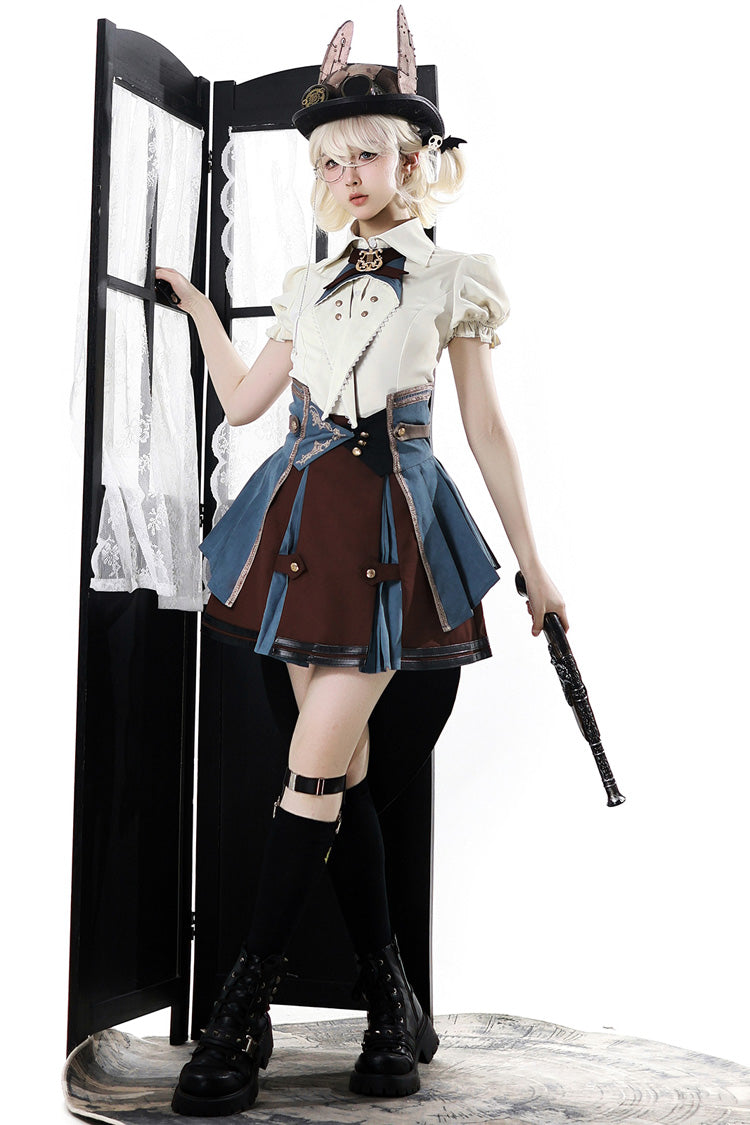 Fairy Town Train Conductor British Academic Embroidered Punk Lolita Skirt Set