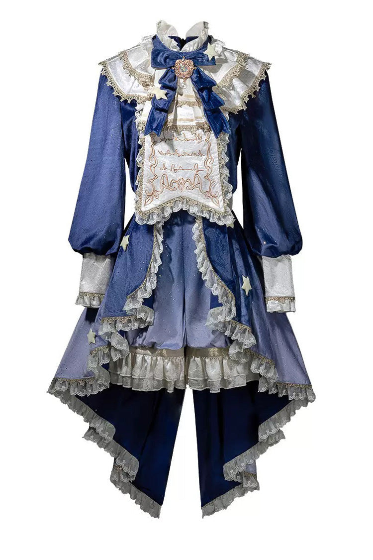 Long Sleeves Ombre Ruffled Bow Ouji Gothic Lolita Swallowtail Dress Shorts Set