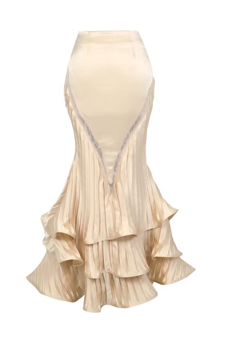 Halterneck Ruffled Embroidered Bow Lace Slim Fishbone Gothic Lolita Top and Skirt Dress Set