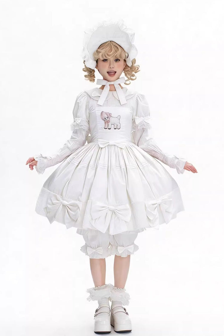Crimson Shepherd Girl's Poem Doll Neck Short Sleeve Ruffled Bow Sweet Lolita Gown