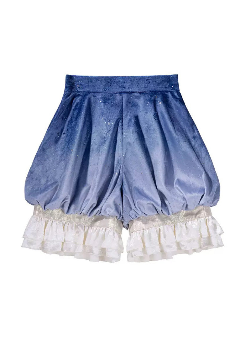 Long Sleeves Ombre Ruffled Bow Ouji Gothic Lolita Swallowtail Dress Shorts Set