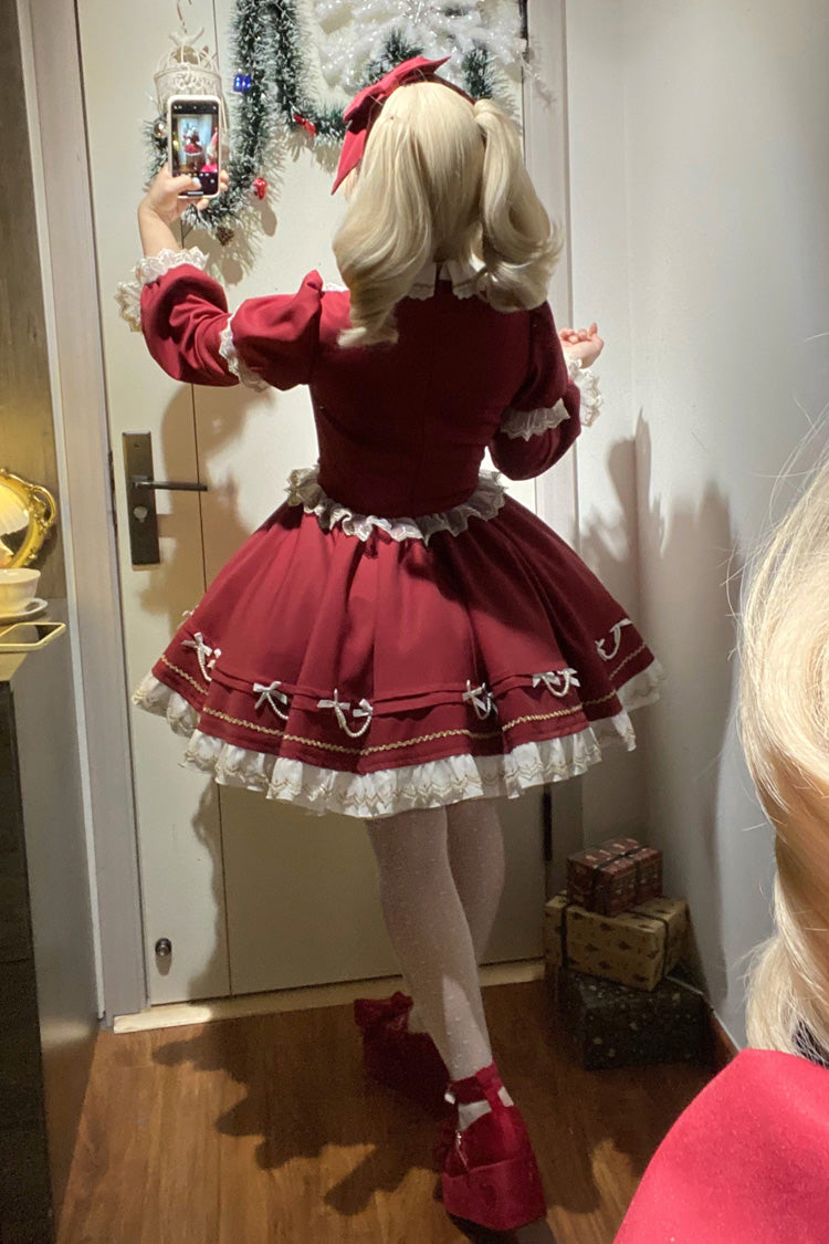 Long Sleeves Ruffled Bow Sweet Lolita Dress - Miss Flando of the New Year