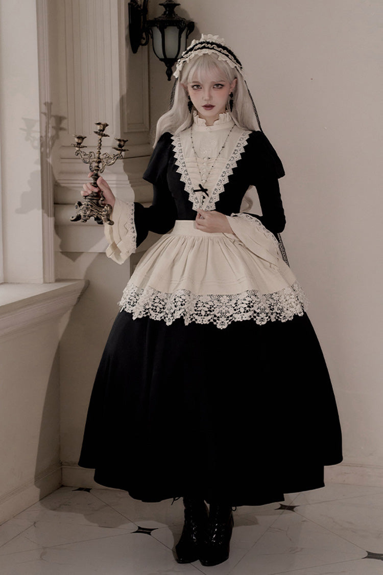 Black Gothic Long Sleeve Ruffled Nun Lolita Dress