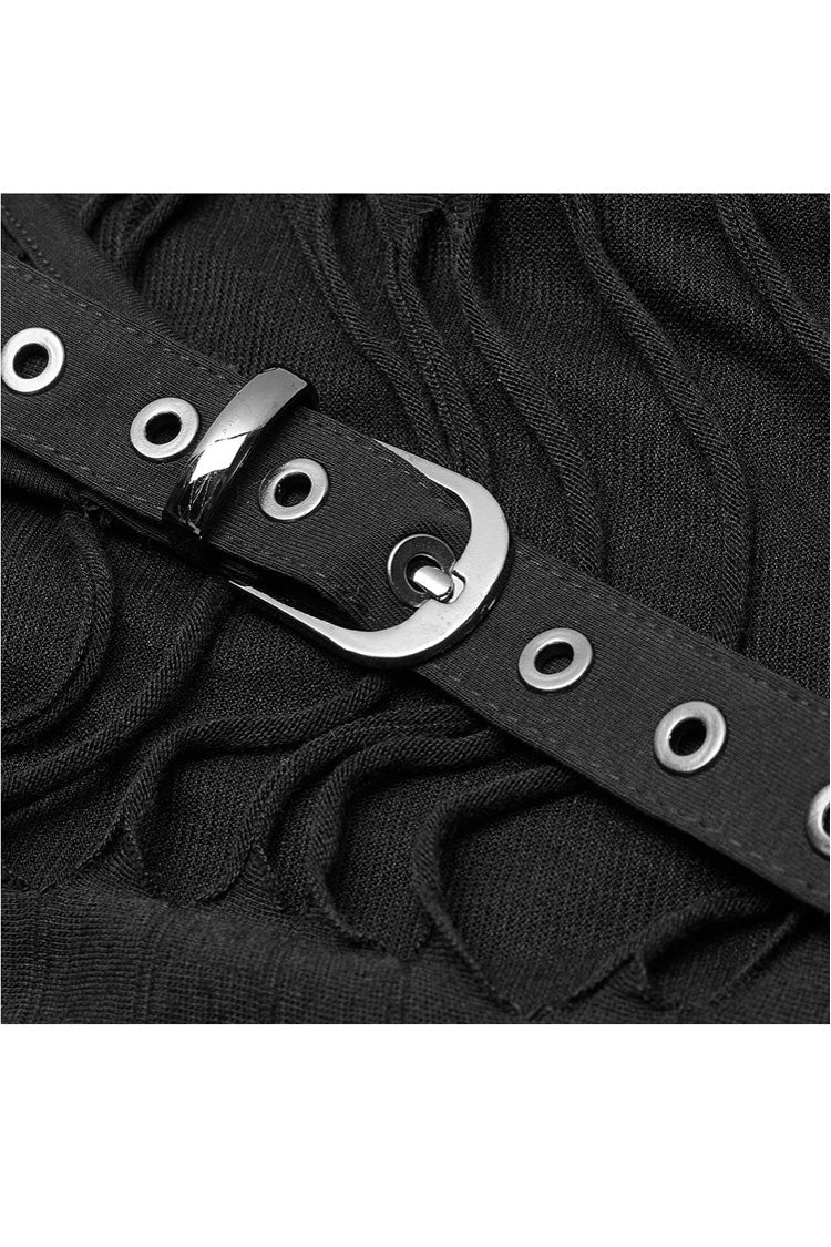 Onyx Grommet Strap Knit Plus-Size Punk Slip Dress for Women