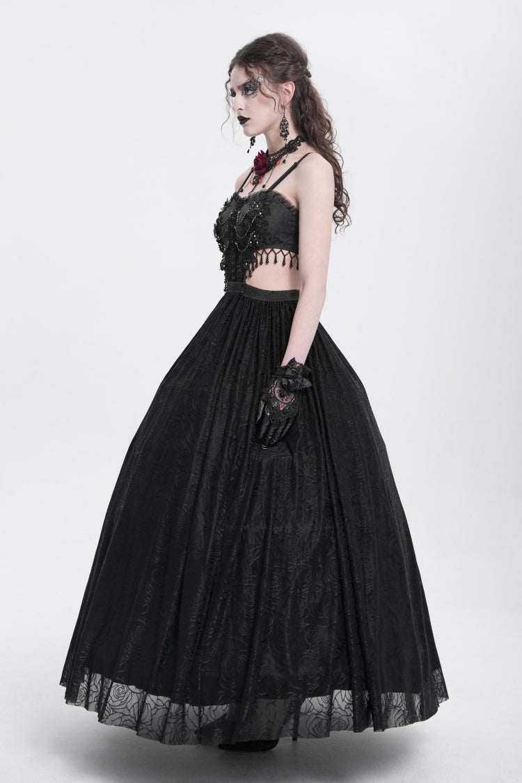 Jacquard Floral Lace Gothic Party Slip Dress
