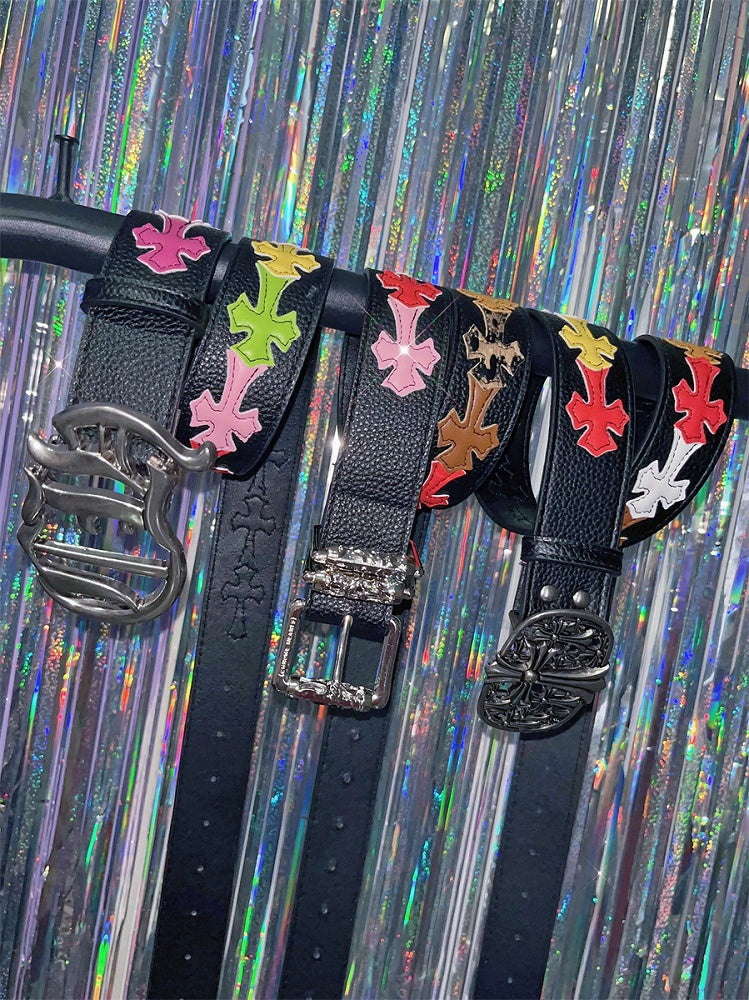 Black Cross Punk Waist Belt