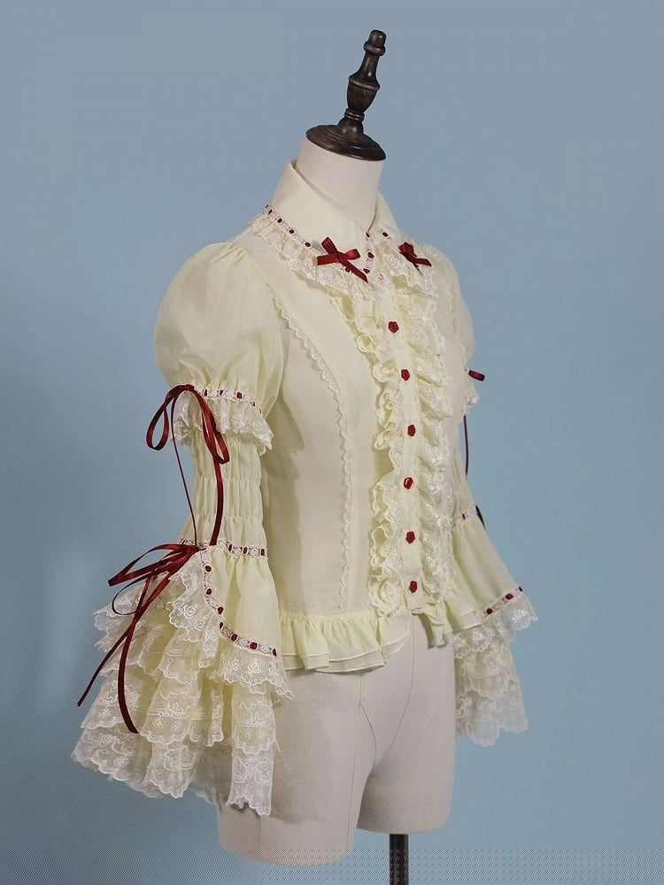 Short Sleeves Blouse Puff Yellow