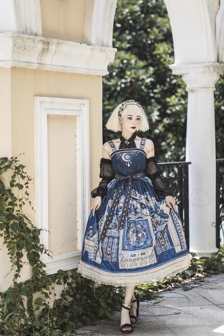 Egyptian Style Print Ruffle Gothic Lolita Dress
