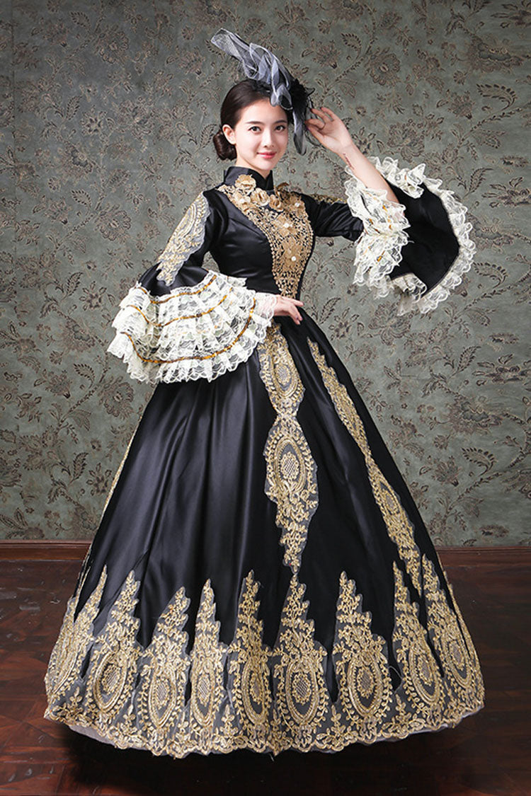Half Flared Sleeve High-Waisted Hollow Embroidery Victorian Dress