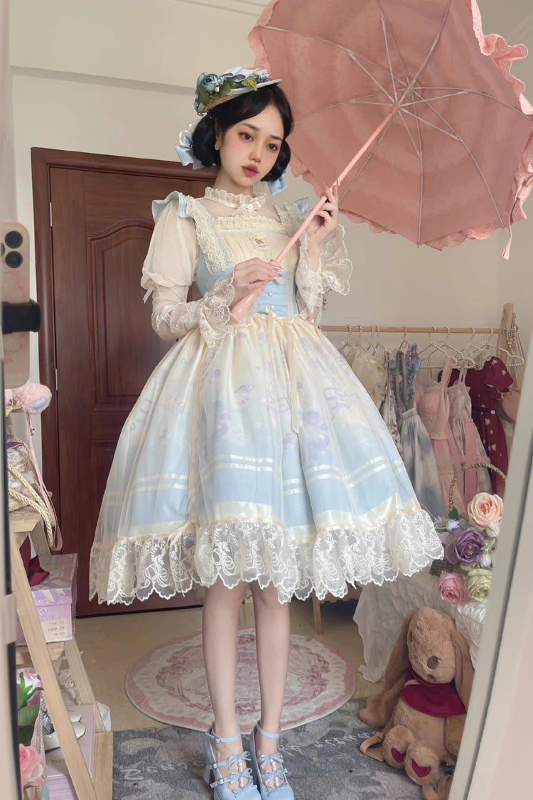Dream Doll Sweet Lolita Ballet Rabbit Print Jsk Dress 2 Colors