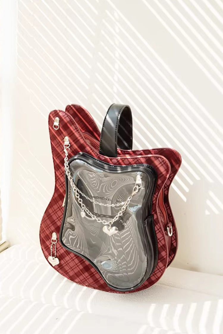 Itabag with Guitar Heart Print and Chain Decor, Sweet Lolita Style