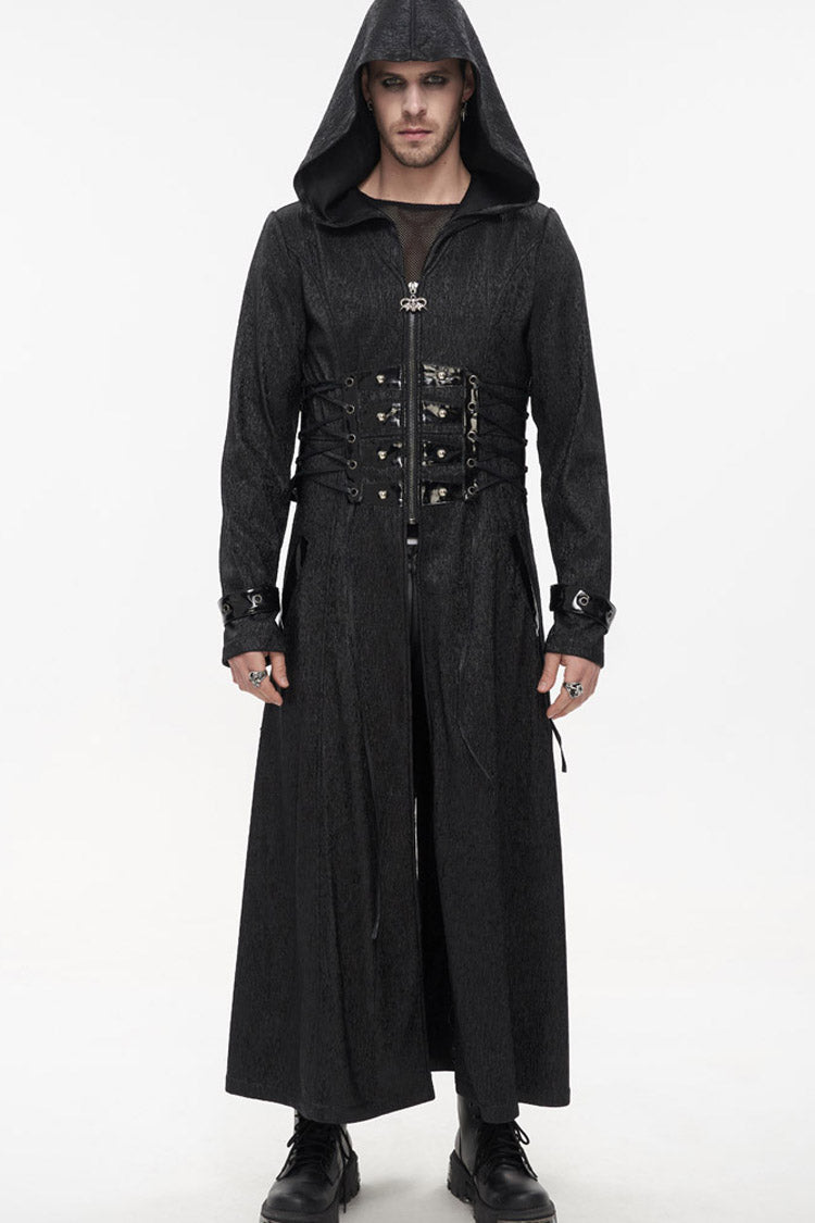 Stripe Mechanic Stitched Faux-Girdle Slim Punk Coat