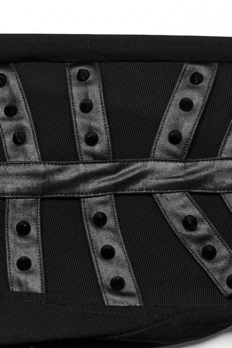 Riveted Mesh Leggings with Lace-Up Detail & Metal Accents for Steampunk Style