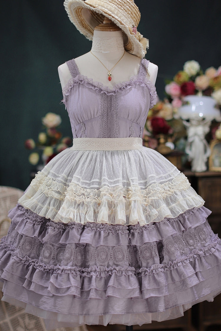 Elegant French Ruffle Sweet Lolita Tiered JSK Dress - Dream Bouquet