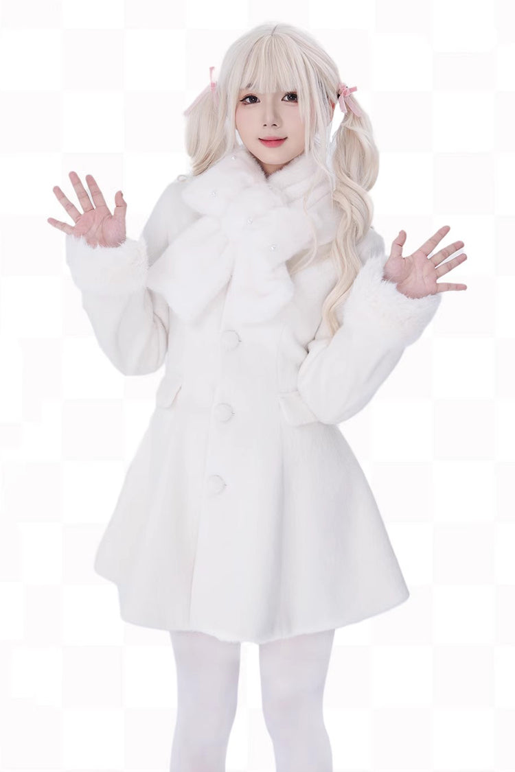 First Love Faux Fur Trimmed Wool Sweet Lolita Winter Coat for Autumn and Cold Seasons