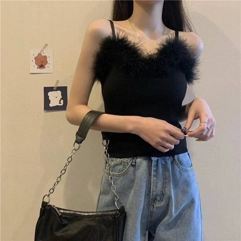 Années 90-Princess Feather Pastel Kawaii Esthétique Knit Top MK18534