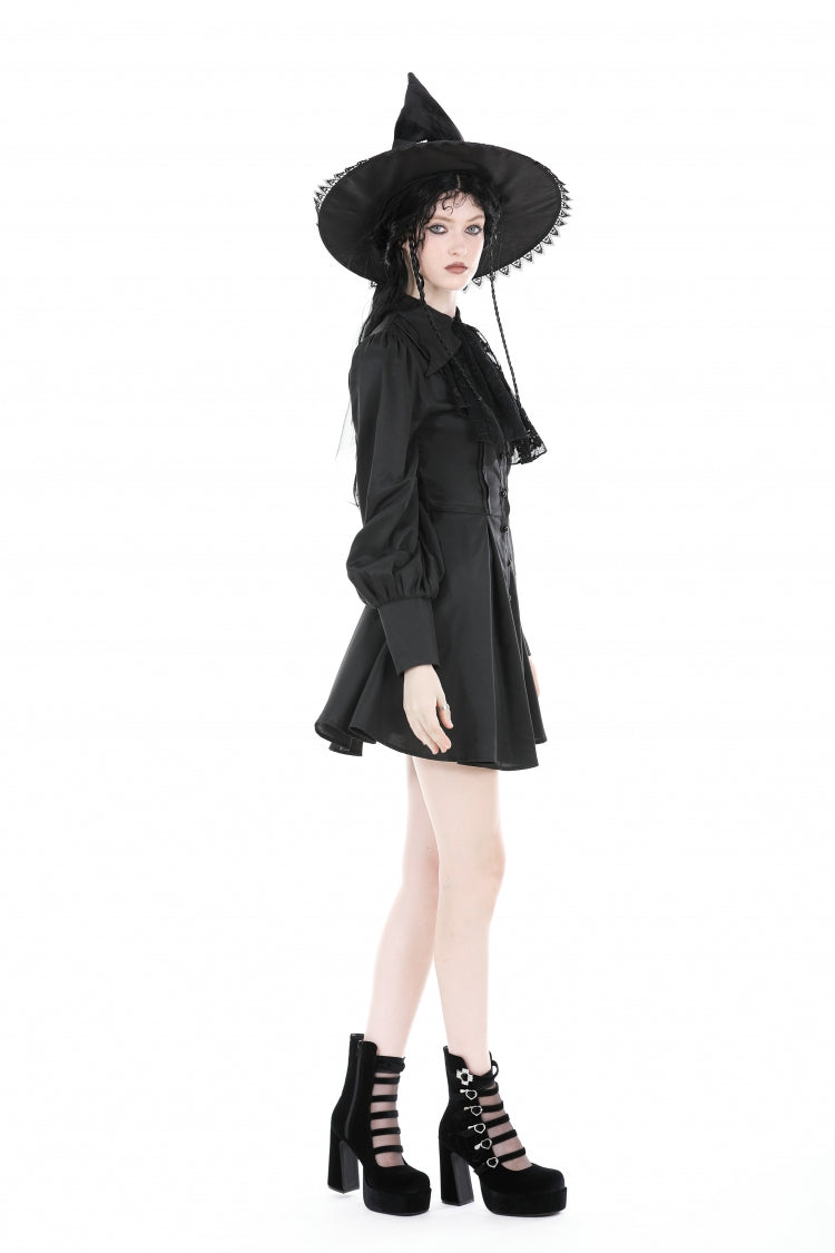 Gothic Dress with Lantern Sleeves and Necktie