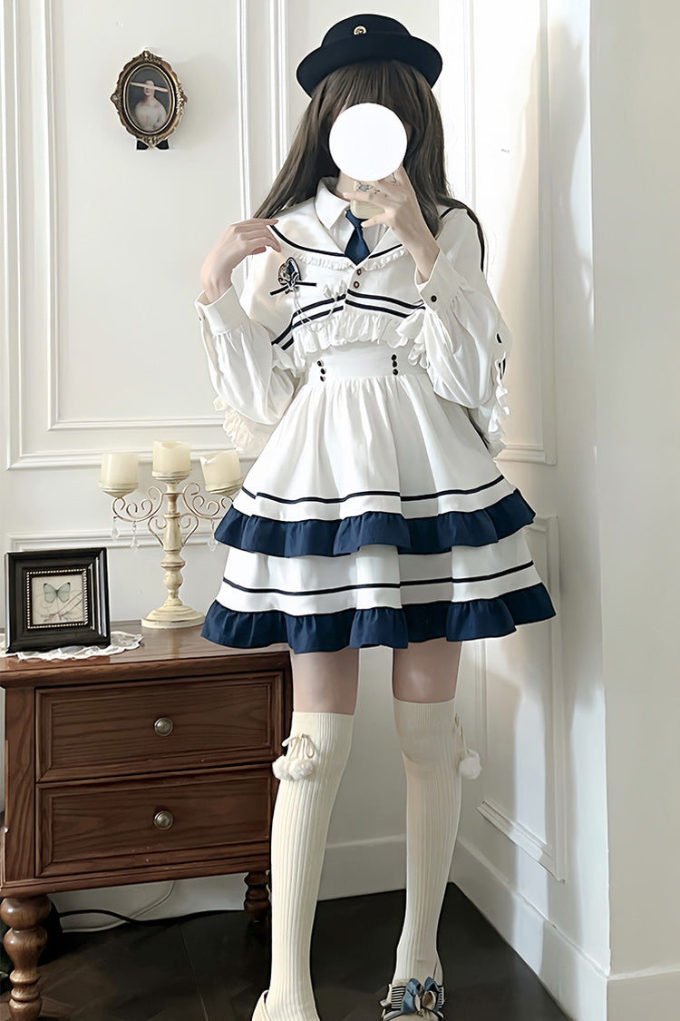 Ivory Double-Layered Ruffled Sweet Collegiate Jumper