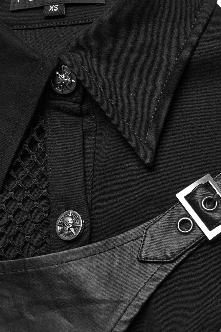Steampunk Blouse with Hollow Leather Stitching