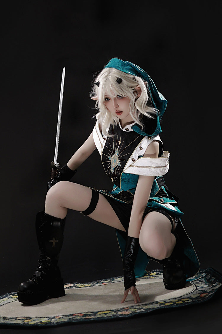 Traveler's Outfit Hooded Embroidery Ouji Set - Handsome Lolita