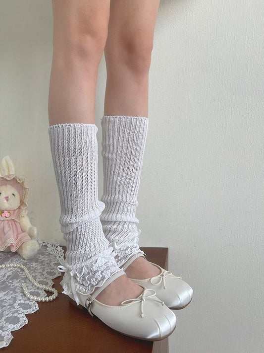Trims Lolita Ruffle Leg White Lace Warmers
