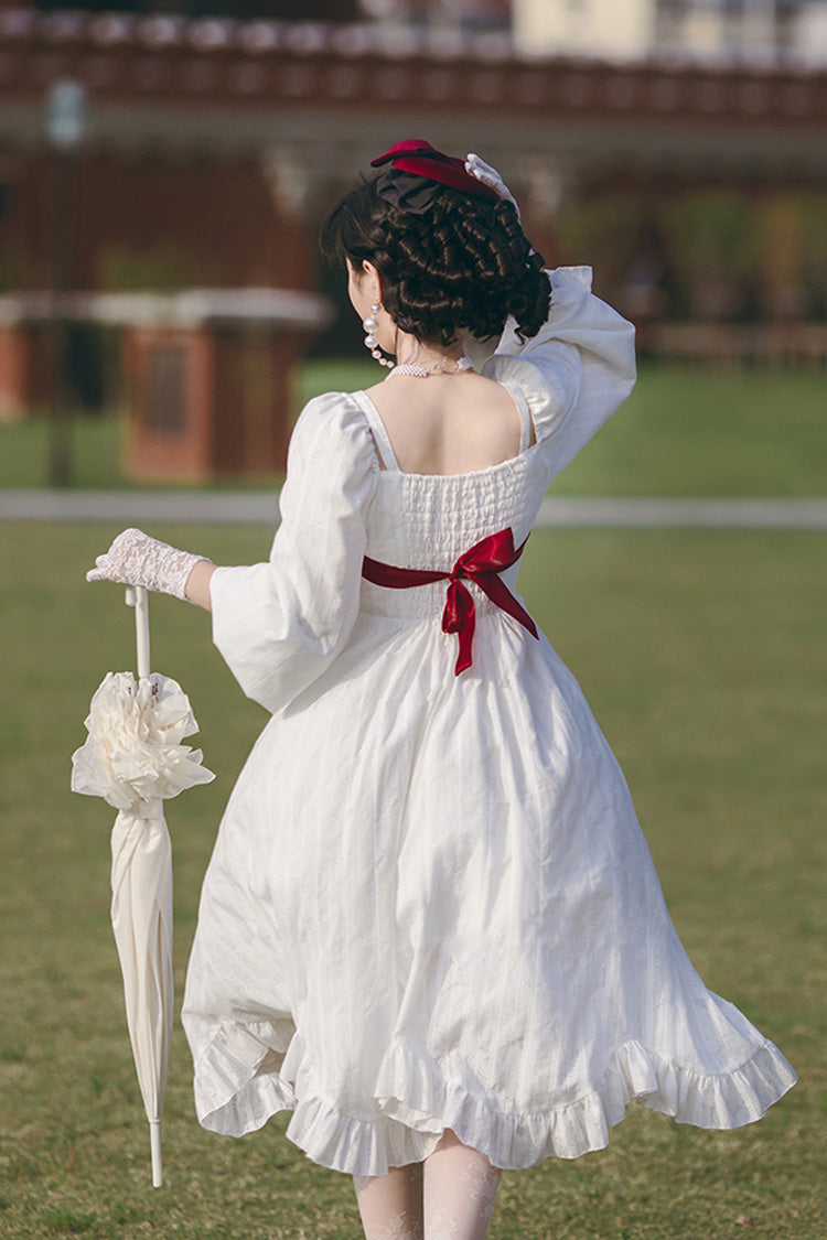 Ivory Boat Neck Ruffled Long-Sleeved Lolita Gown
