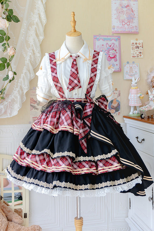 Printed Ruffled Bow Sweet Skirt Ensemble - 3 Colors
