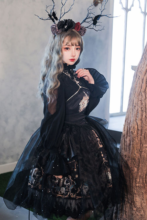 Gothic Lace Ruffle Strapless Lolita JSK Dress