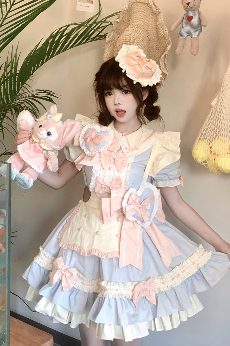 Cookies Short Sleeve Tiered Lolita Dress with Ruffles and Bow