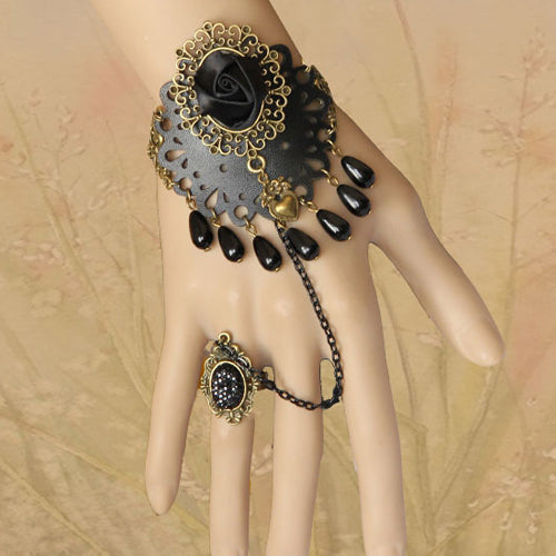 Antique Floral Pearl Gothic Band Bracelet