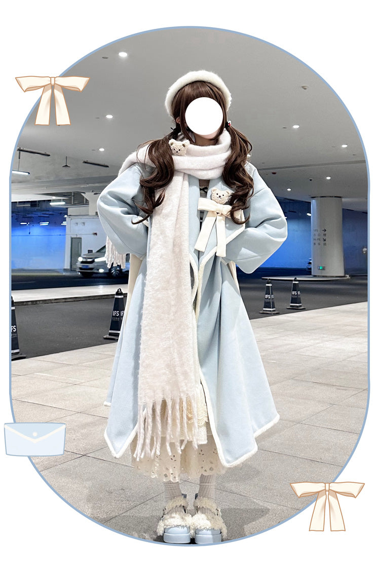 Cute Bear Bow-Adorned Sweet Lolita Long Coat in Two Colors
